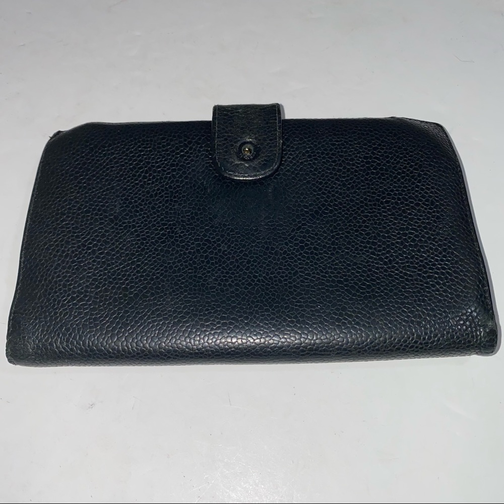 Chanel Black Pebbled Leather Long Bifold Wallet - Picture 11 of 12